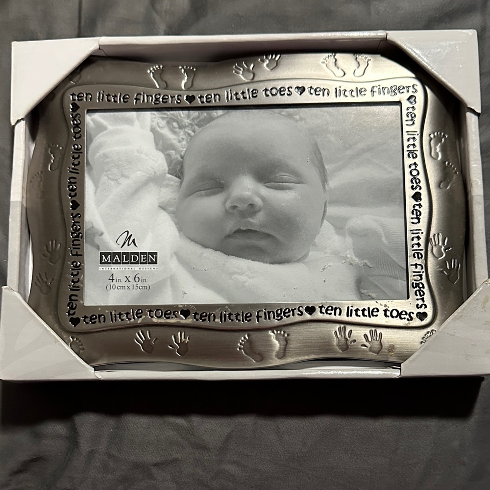 Malden Silver Baby Handprint and Footprint Frame NWT